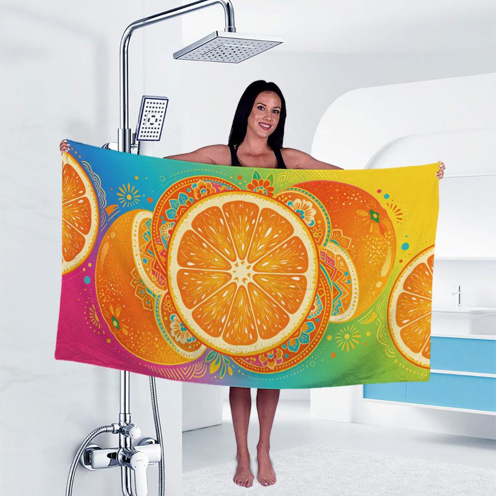 Orange Print Handtuch Sport Schnelltrocknend Super Saugfähig Camping Handtuch Super Weich Leichtgewicht Fitnessstudio Schwimmen Yoga Strand Handtuch