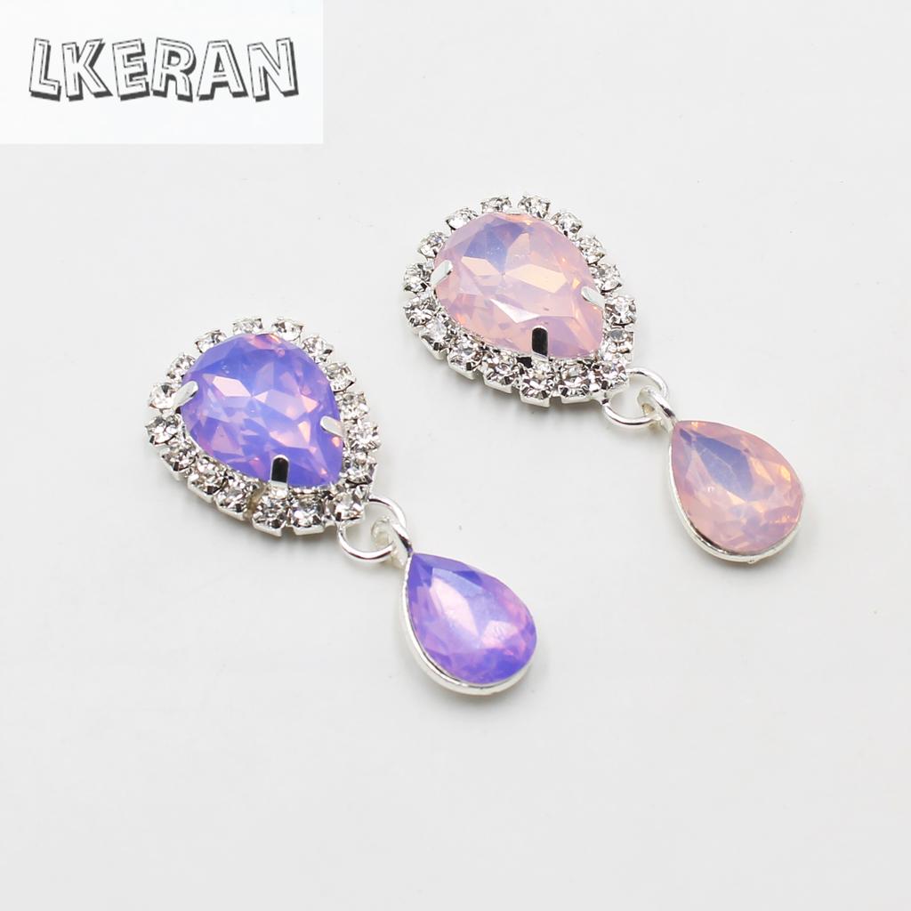 10pc 45 * 18mm Water Drop Pendant Rhinestone Buttons For Clothing Needlework Sewing Accessories Craft Supplies Decorative Button