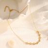 New Fashion Stainless Steel Necklace Hollow Four-leaf Flower Pendant Necklace Women's Simple Sand Gold Necklace Jewelry