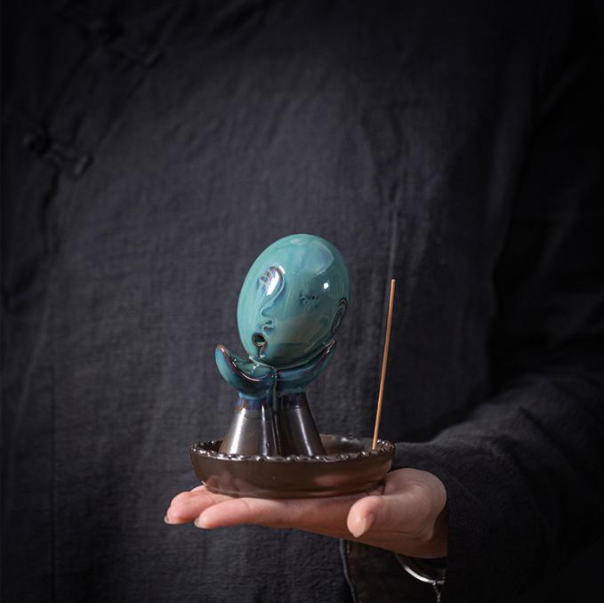 

Ceramics Backflow Incense Burner Blue Lady 2025 African Faction Cruel Home Decor Ornaments Sandalwood Incense Sticks Holder