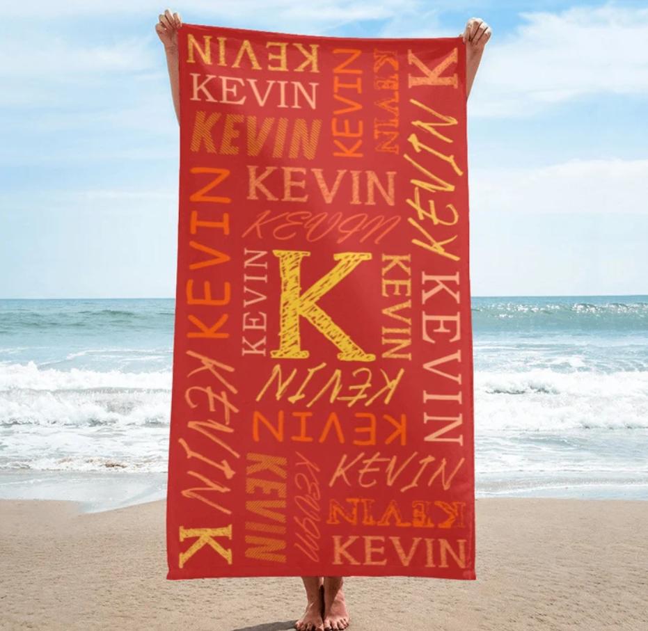 Custom Name Beach Towel ,Personalized Beach Towels, Custom Text Hand Towel,Custom Pool Travel Beach and Bath Towels for Kids