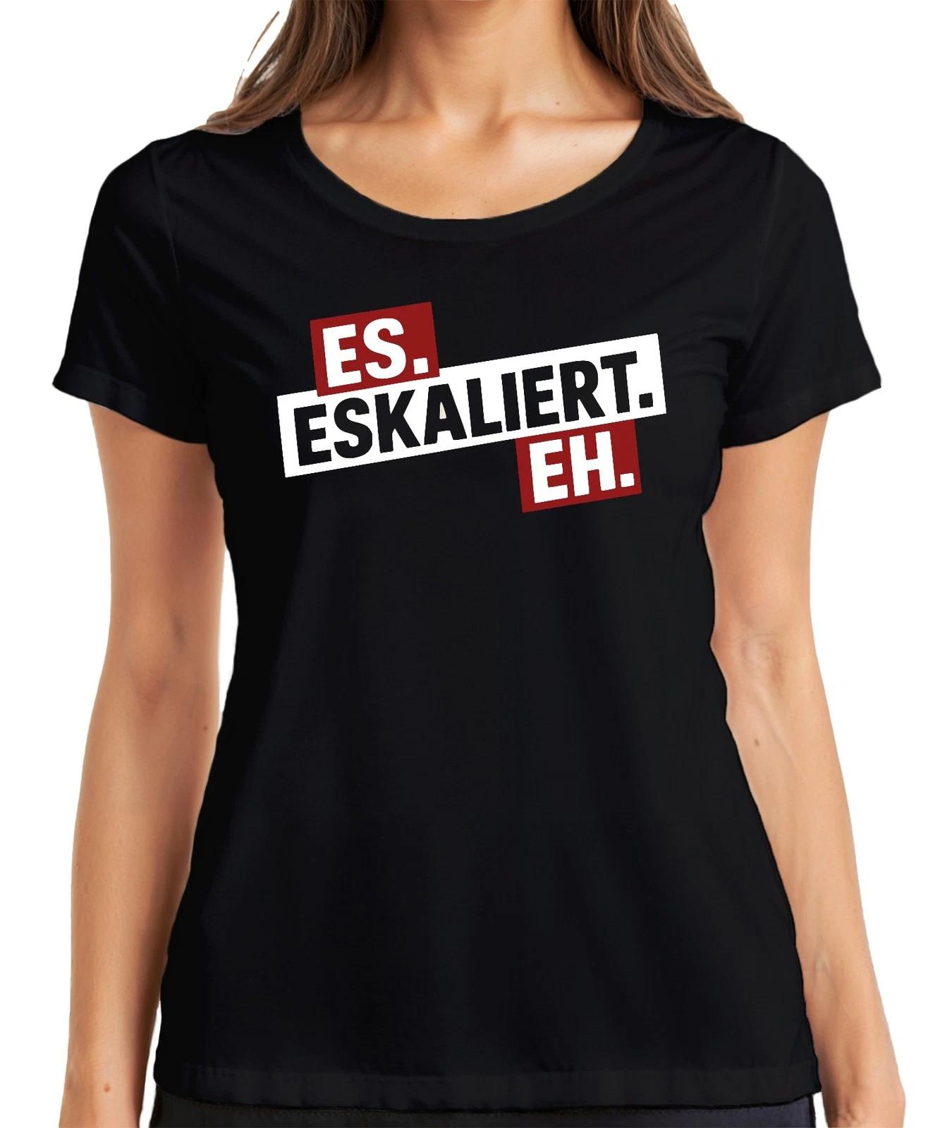 Es eskaliert eh Spruch Party Karneval JGA Lustig Bier Feierabend Damen T-Shirt XXXXL
