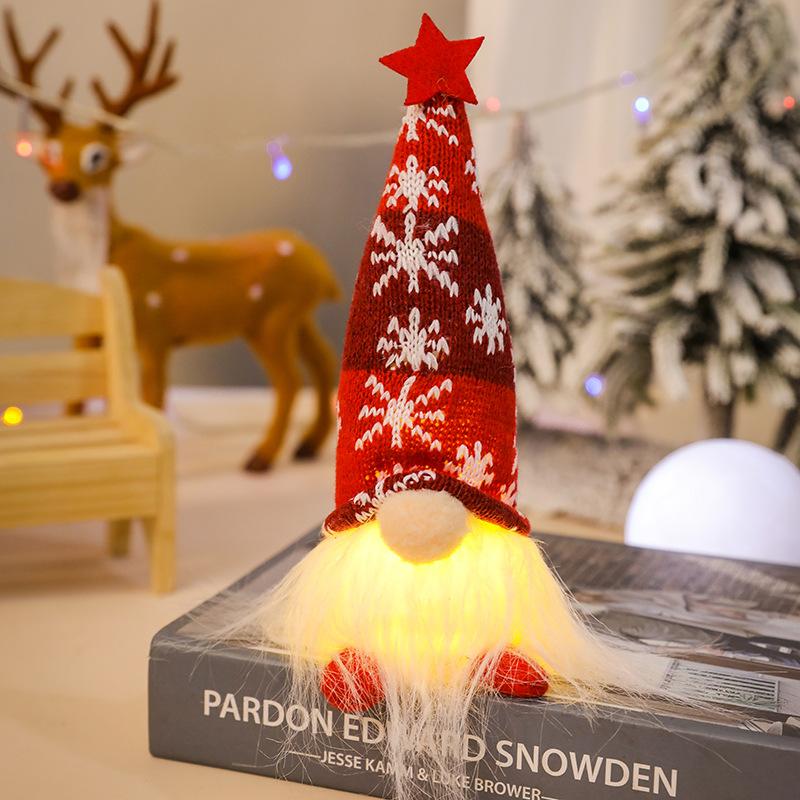 1 Stück Frohe Weihnachten Leuchtender Wichtelpuppe Plüsch Elf Weihnachtsmann Schneemann Rentier Weihnachten Gesichtsloser Wichtel LED-Licht Partyzubehör Heimdekoration