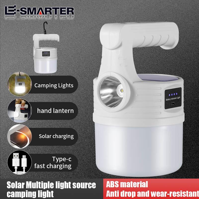 Solar Powerful Rechargeable Camping Light LED Solar Lamp Bulbs Outdoor Emergency Portable  Fishing Lanterns with Flashlight