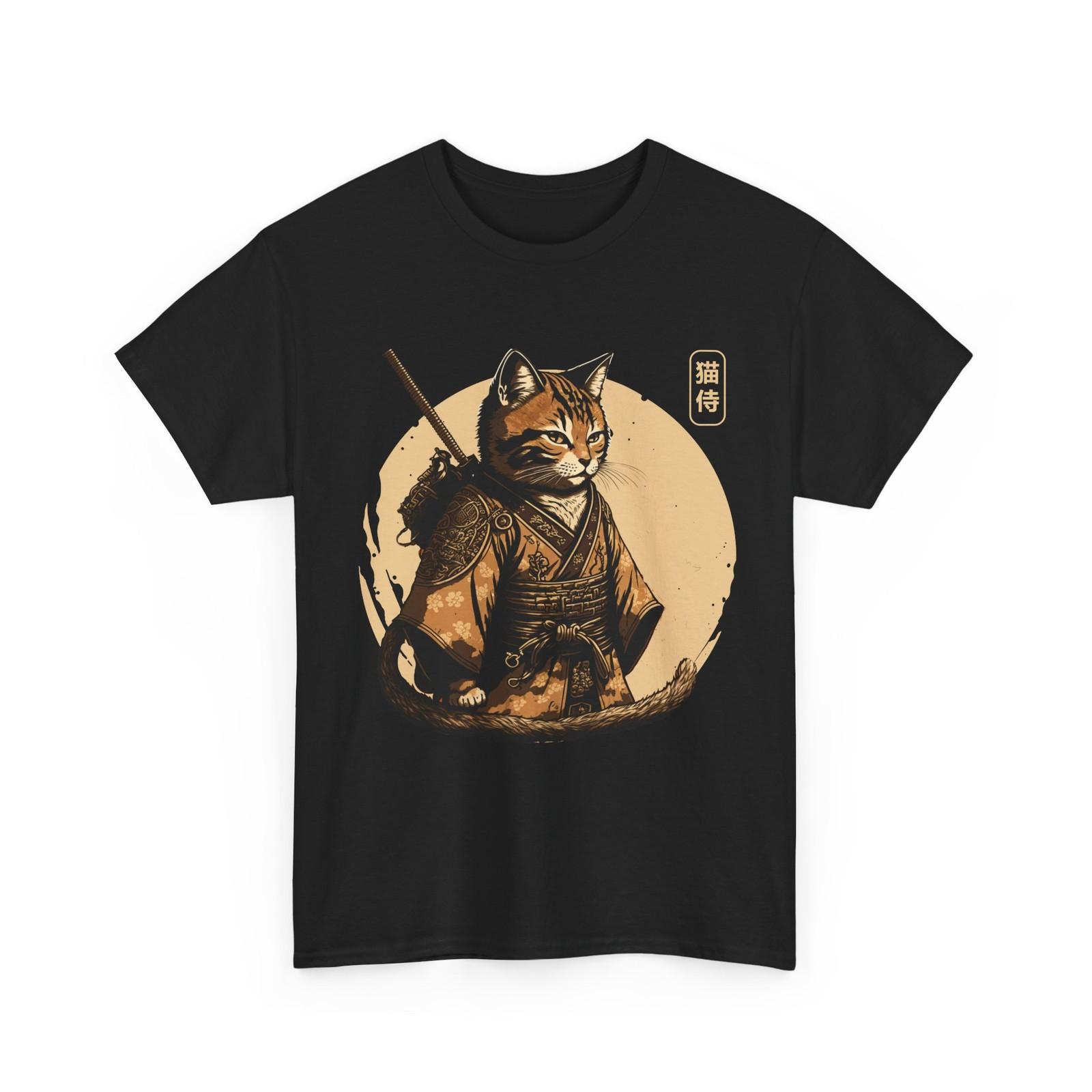 Ninja Cat T-Shirt, Japanese Samurai Cat Japanese Culture Lovers Funny Shirt XL