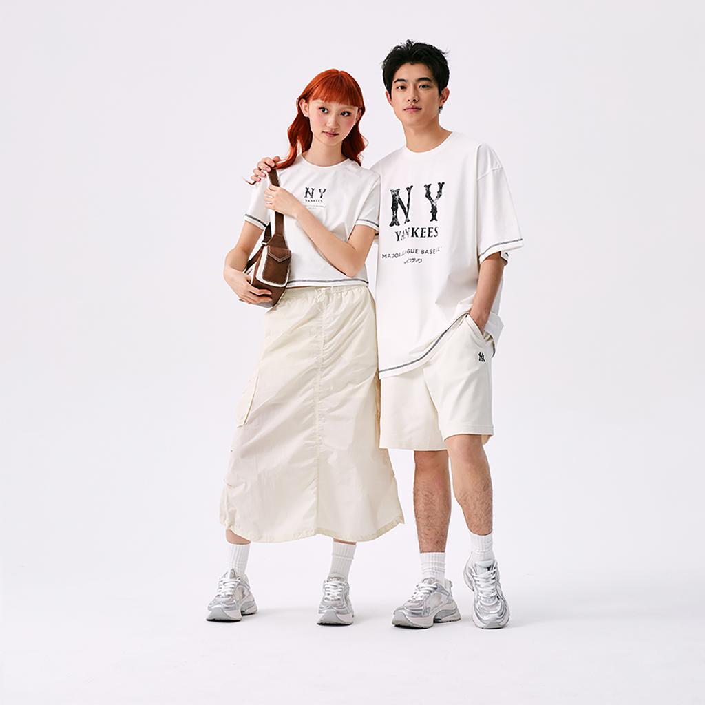 New MLB New York Yankees T Shirts Unisex Beige 3ATSB1153-50IVS