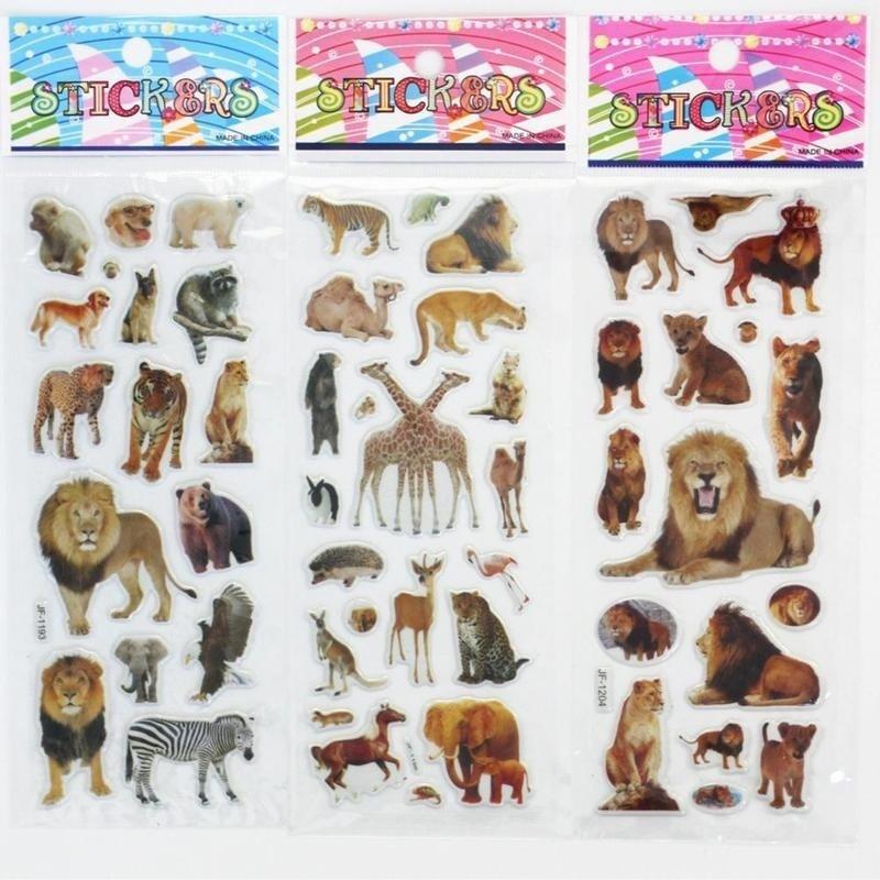 10 Sheets/set Wildlife Wild Animals Scrapbooking Bubble Puffy Stickers Tigers Lions stickers Kawaii