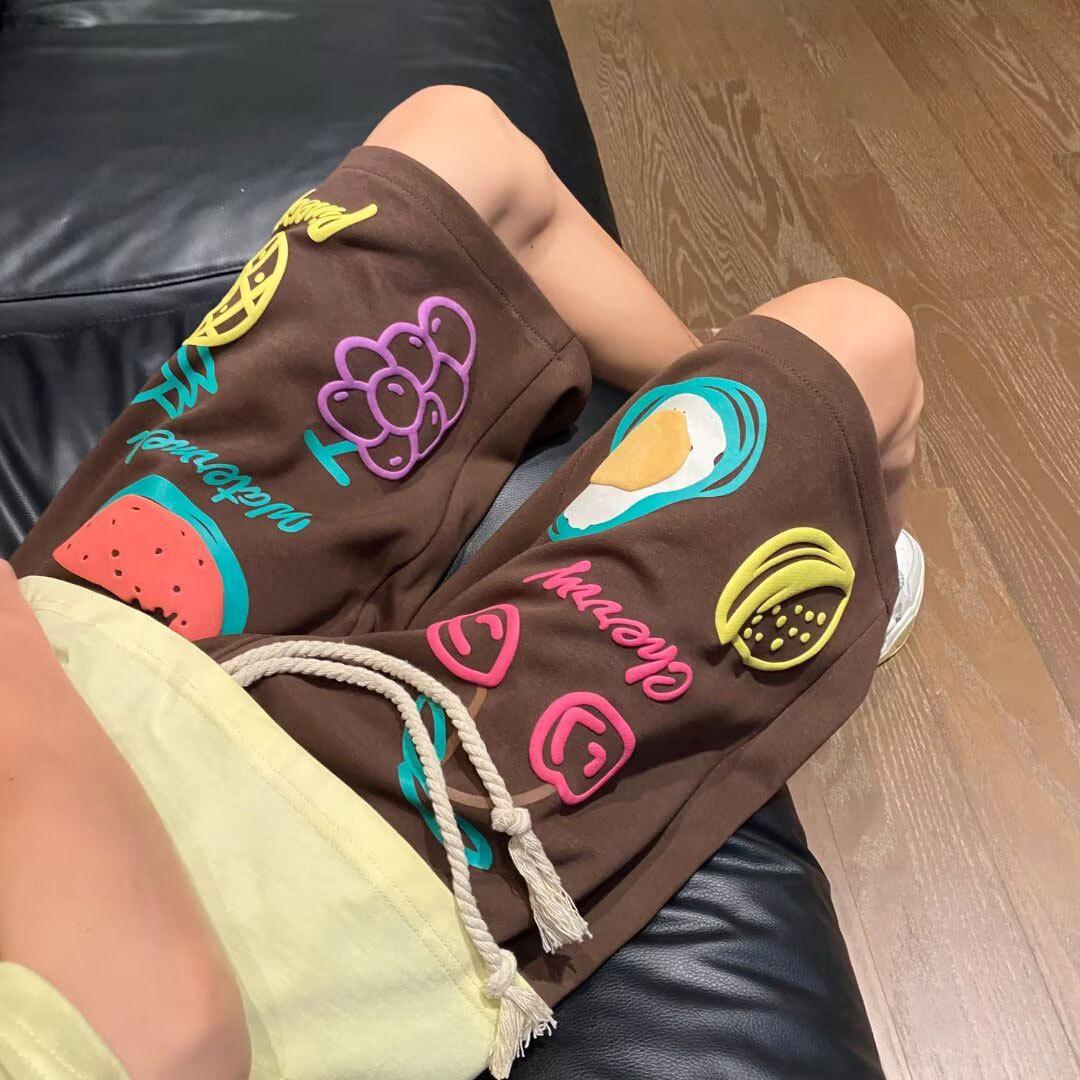 

Спортивные шорты с граффити, мужская летняя модная брендовая одежда, повседневные брюки с пятью точками 5XL коричневый