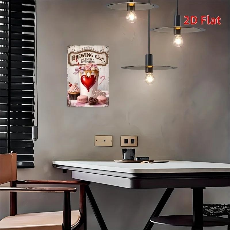 Retro Heart Coffee Metal Tin Sign for Bar Cafe Decor Wall Art Poster