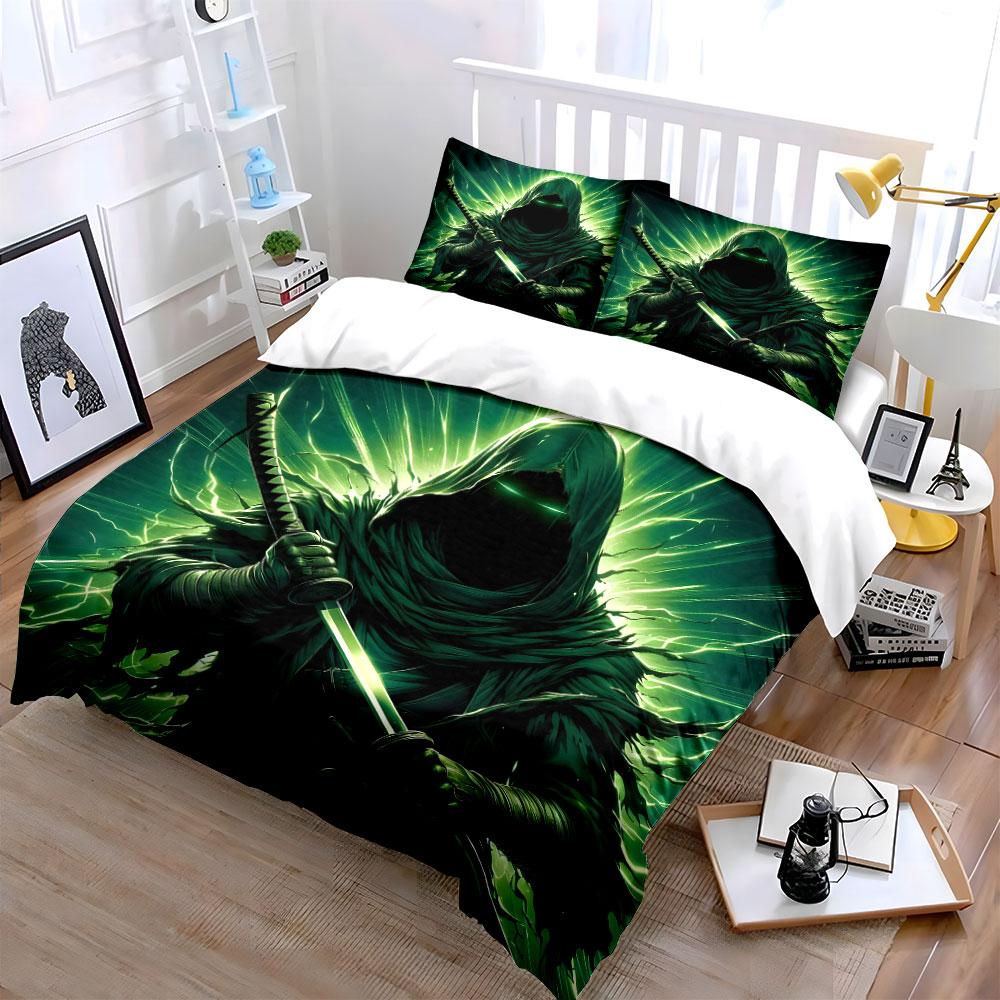 Dark Cloaked Warrior With Glowing Sword Print Soft Comfortable Duvet Cover Bedding Set Included 1*Duvet Cover  2*Pillowcases