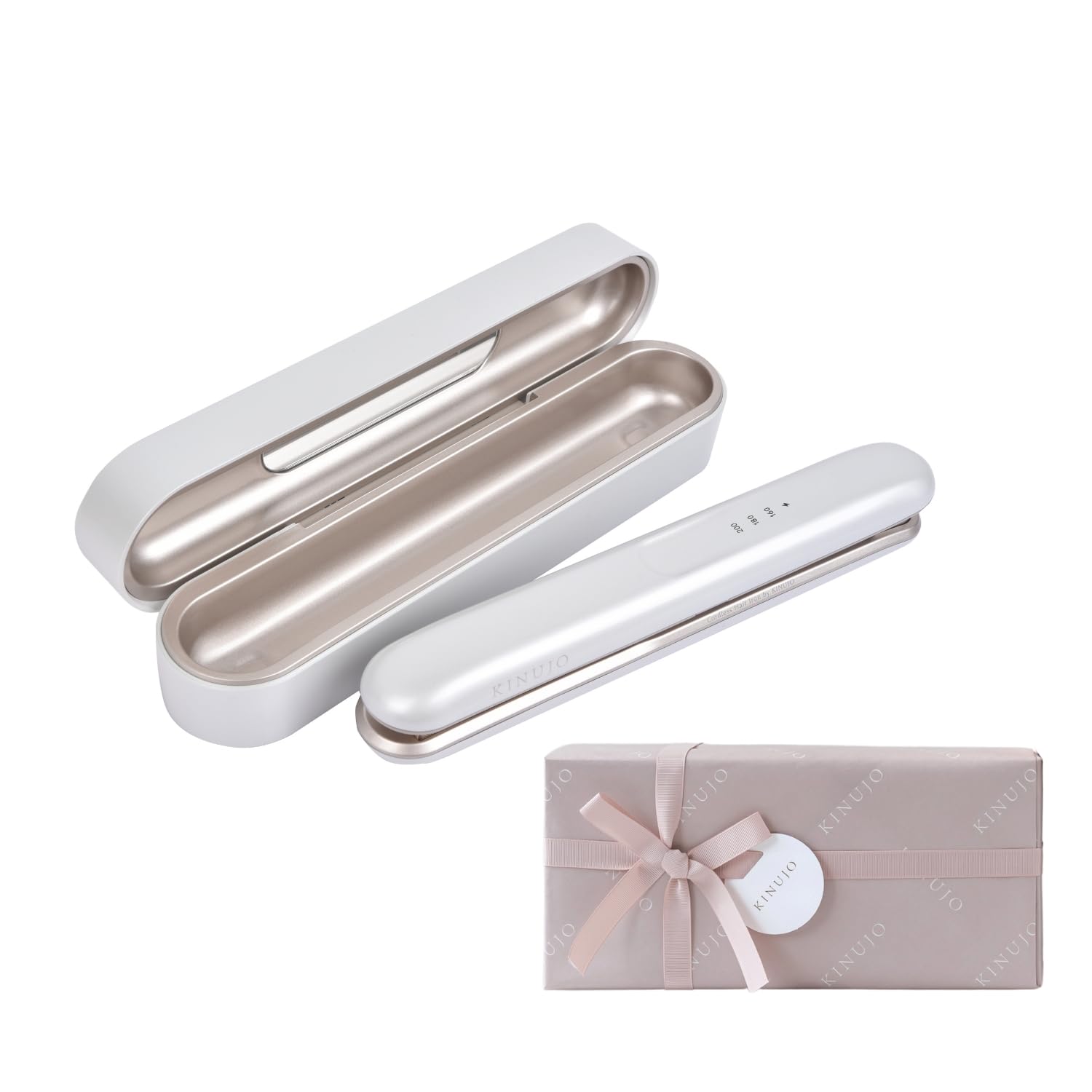 

лимитированная серия с подарком KINUJO LuxeJewel Беспроводной Шелк Максимальная температура Для использования [Официальная упаковка] - утюжок, Пластина®, 200℃, Белый, за границей, белый