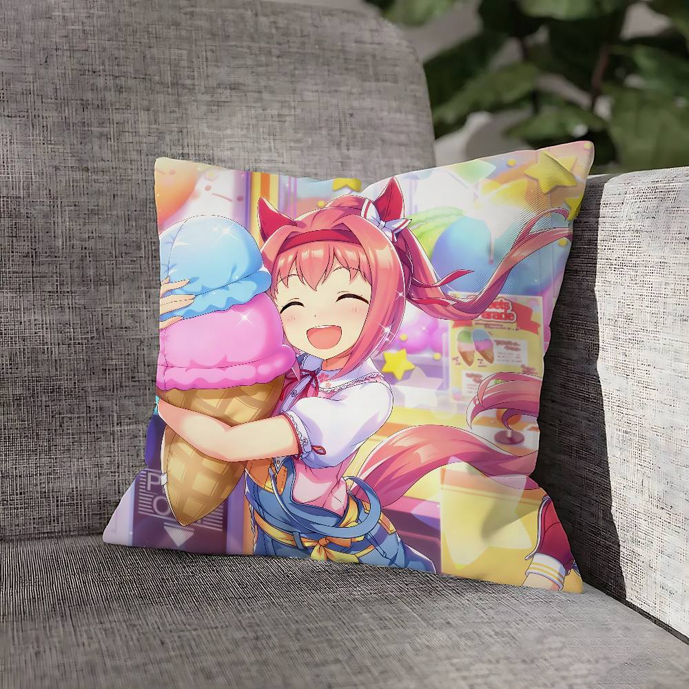 Наволочка для декоративной подушки Хару Урара У-Умамусуме для 50x50см 30x30см 55x55см 45x45см 40x40см Квадратная наволочка для постельной подушки 12x12Inch