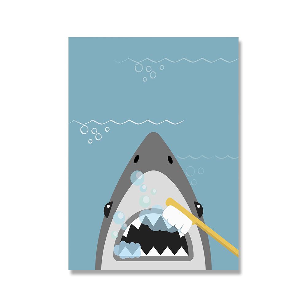 

Плакат «Акула чистит зубы» «Раздевайся», цитата, принт, детская настенная живопись для ванной комнаты, туалет, холст, картины, картины на стену, домашний декор 21x30cm No Framed