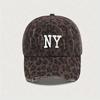 Embroidered NY Distressed Leopard Print Baseball Cap, Breathable Adjustable Golf Summer Fashion Curved Brim Hat, Lightweight Polyester, Toggle Closure
