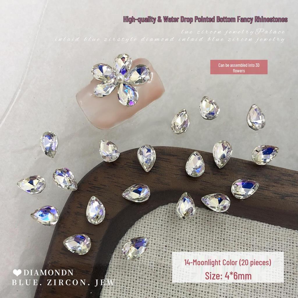 Peony Rhinestone Nail Art: Sparkling Crystal Five-Petal Flower Press-On Decorations