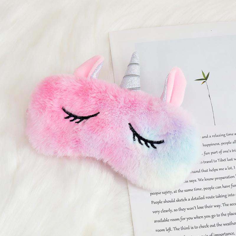 Cache-œil en peluche pour dormir, masque de sommeil doux pour le repos en voyage, masque pour les yeux, joli cache-yeux licorne à paillettes