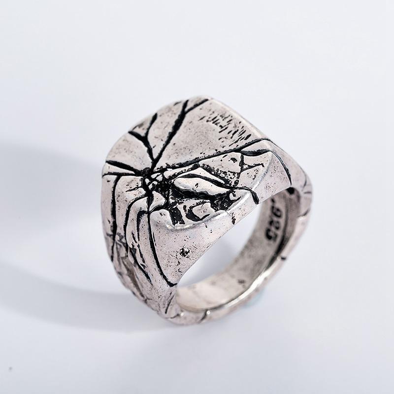 

Hip Hop Plated Ring Vintage Big Square Cracked Signet Finger Rings For Men Jewelry Fathers Day Gifts 9