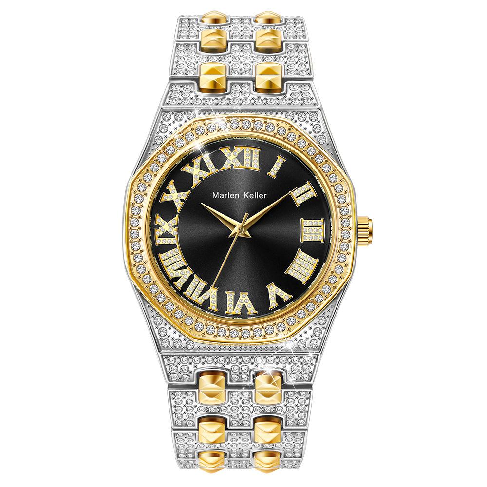 Luxury Full Diamond Men Watches Fashion Stainless Steel Strap Male Quartz Wristwatches