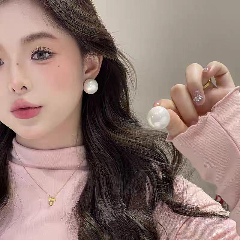 Elegant Half-Circle Steamed Bun Stud Earrings - Versatile French Classic Design for Women жемчужина белый