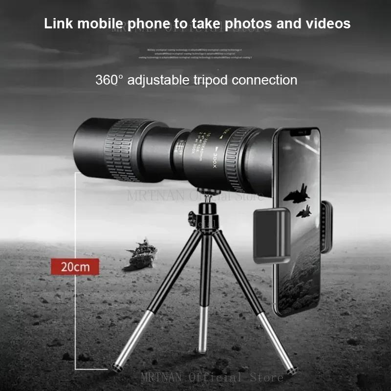 High Power 10-300x40mm Monocular Telescope HD Portable with Tripod Phone Holder for Bird Watching Hunting Camping