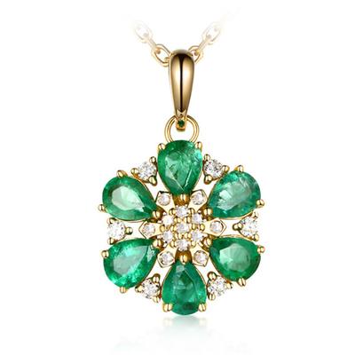 New Style Light Luxury Flower Shaped Green Zircon Fashion Pendant For Women Charm Wedding Engagement Fine Jewelry New Trendy