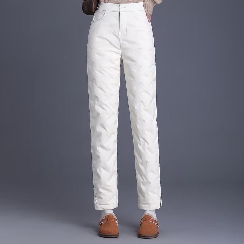 Ya Lu Women's High-Waist Straight-Leg Winter Down Pants