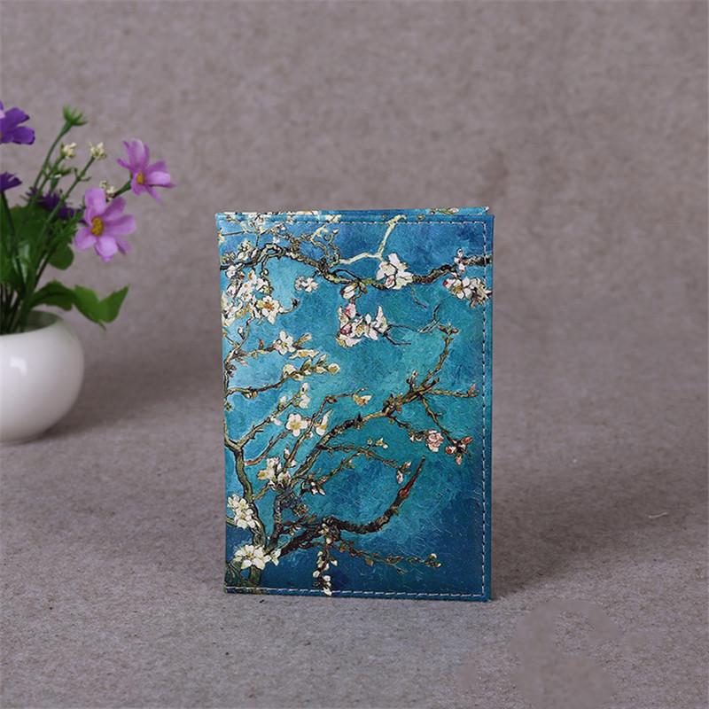 Exquisite Art Style Passport Protective Cover Van Gogh Starry Sky Women Leather Passport Holder Men Travel ID Passport Wallet CLE