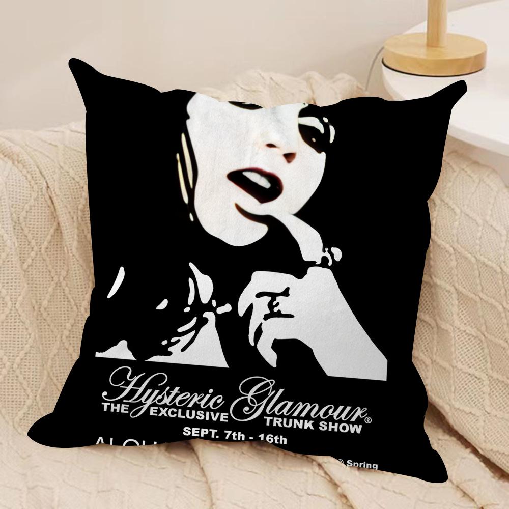 H-Hysterics Glamour Girl Cushion Cover Silky Short Plush Invisible Zipper Dustproof Sofa Pillow Case For Home Decor