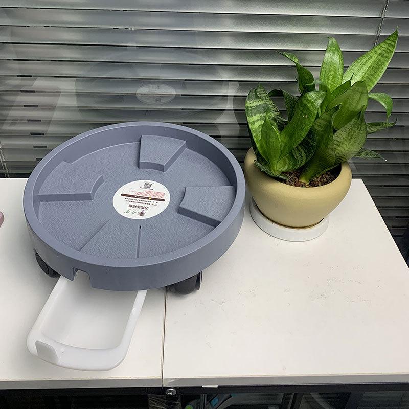 Round Plastic Rolling Flower Pot Tray with Drainage and Water Collection