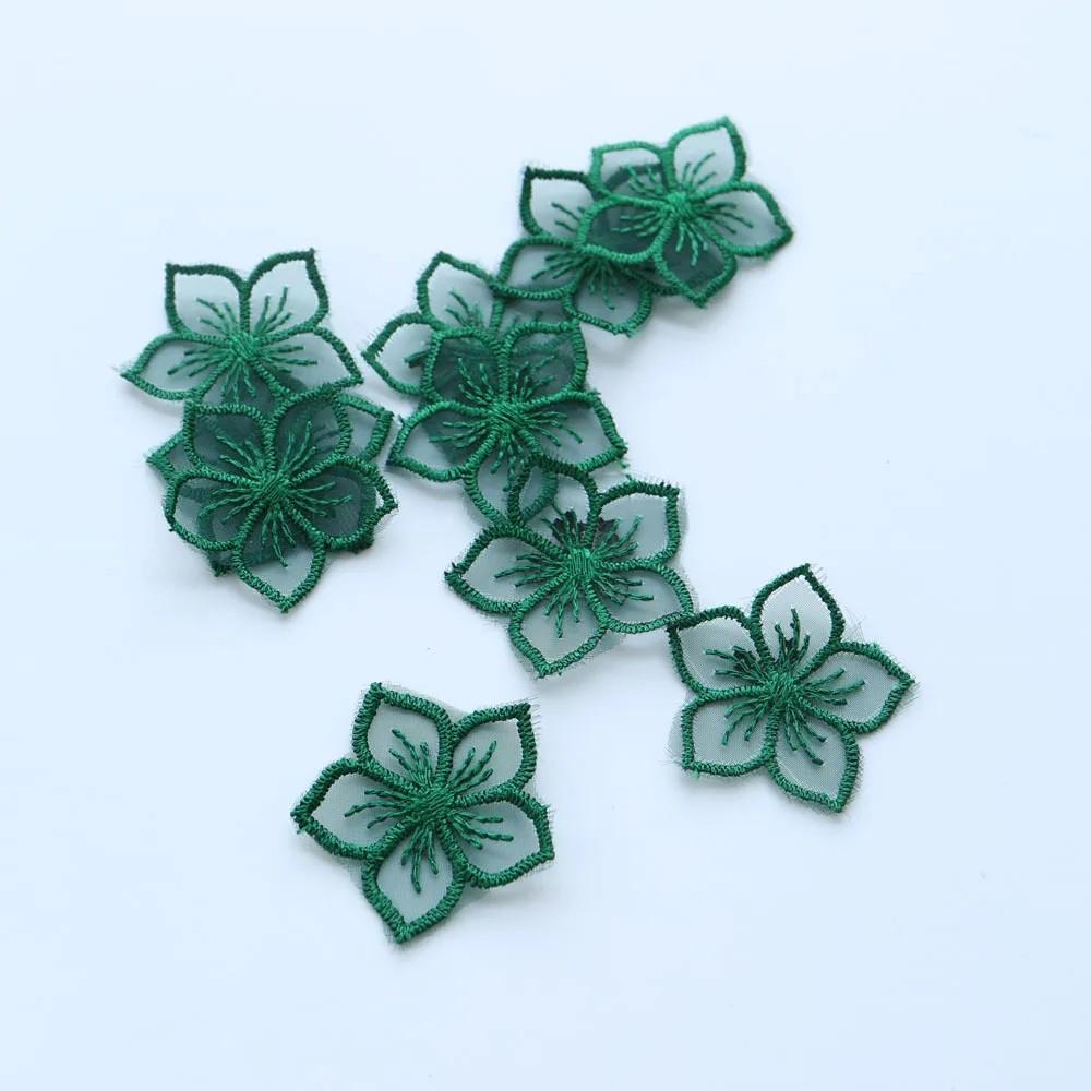 10Pcs Black White Lace Embroidered Flowers Patches Applique Patch Decoration