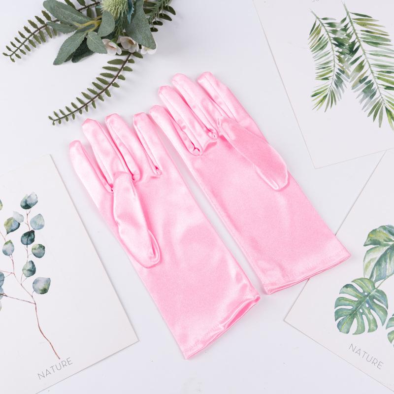 23cm 38cm 55cm Women Imitation Satin Silk Smooth Solid High Elasticity Stage Performance Dinner Etiquette Multicolor Gloves