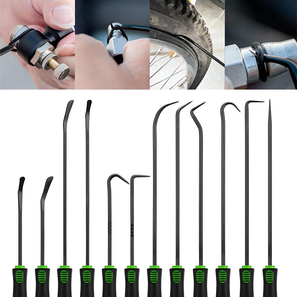 12 Pcs Precision Car Oil Seal Screwdriver Set O Gasket Puller Removal Tool Pick Hook Tool Green Hook Auto Repair
