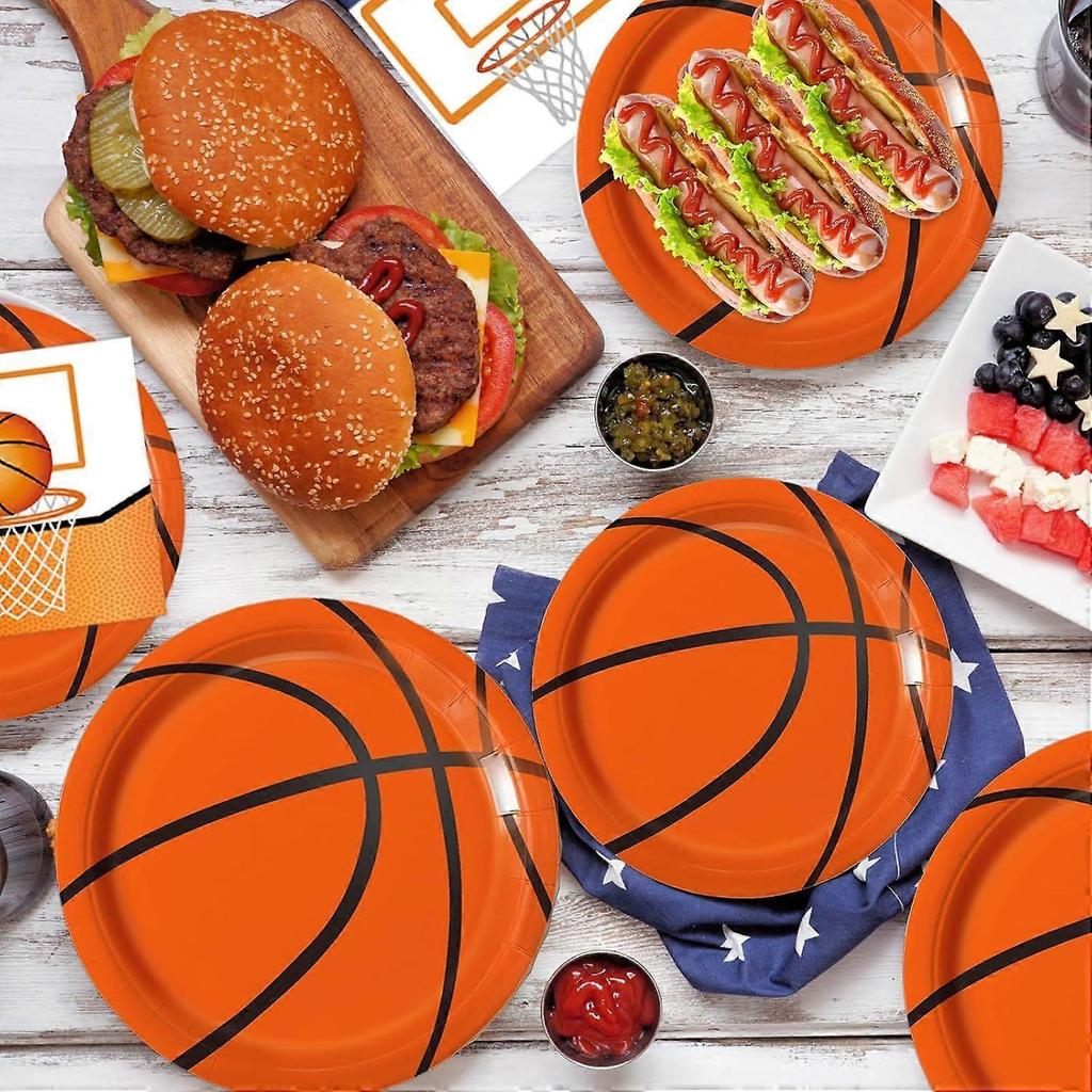 150 PCS Basketball Plates and Napkins Supplies - Dinner & Dessert Plates, Napkins for Basketball Birthday Party Decorations, Serves 50