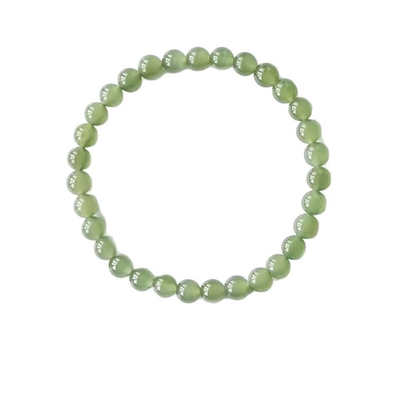Natural Hetian Jade Gradient Bracelet In Blue and White, New Chinese Style, Artistic Retro Design, "Peace Every Year" Pure Silver Fortune Charm