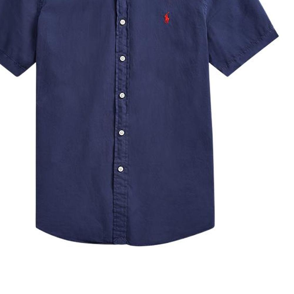 Polo Ralph Lauren FW22 Logo Print Straight Shirt Men Shirts Blue MNPOWOV1N810114-B82