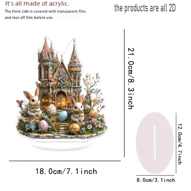 Bohemian Style 2D Acrylic Cute Easter Egg Rabbit Village DIY Decoration Festival Decor Desktop Ornament Easter Gifts For Bedroom