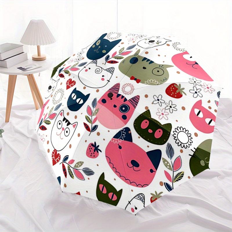 1pc Cat Illustration Automatic Opening/closing Umbrella with Auto Open/Close, Windproof, Foldable Sunshade, Perfect Gift for Friends, Durabl