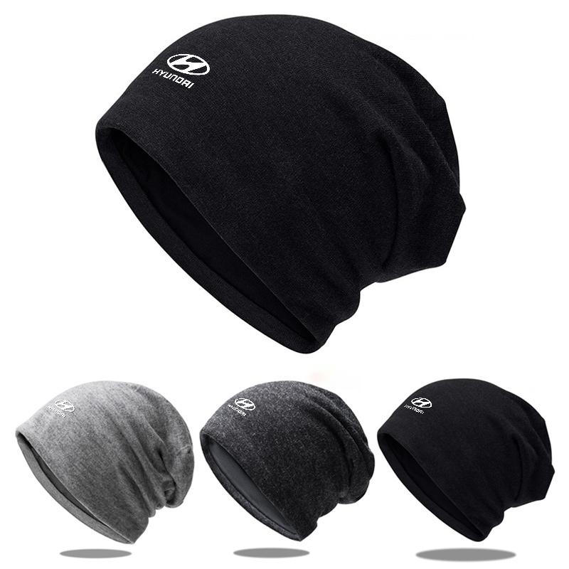 Solid Color Thin Plus Velvet Beanies Winter Hat Men Women Cap Casual Double Deck Spring Autumn With Hyundai Logo Windproof Hat