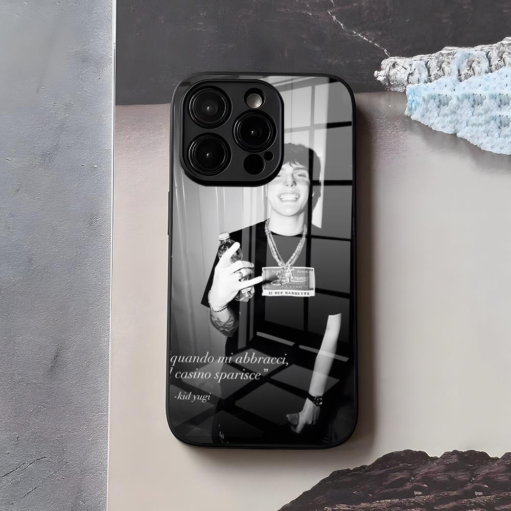 RAPPER K-Kid Yugi Phone Case For IPhone 17 Air 16 E Pro Max 15 14 13 Mini 12 Pro 11 Max Plus Black Glass Cover