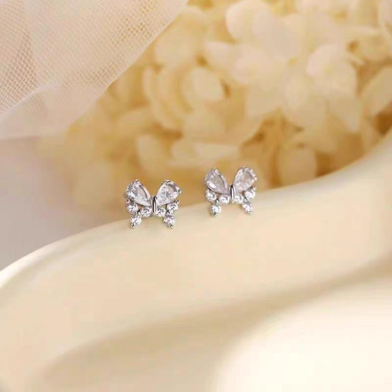Beixi S925 Silver Butterfly Stud Earrings for Women - Lightweight Luxury Niche Design
