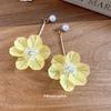 Super Fairy Silver Needle Crystal Flower Earrings Seaside Vacation Style High-end Stud Earrings Summer Niche Versatile Temperament Earrings
