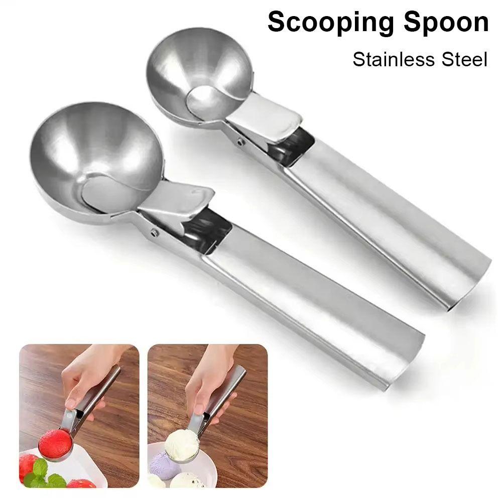 1Pcs Stainless Steel Scooping Spoon Rebound Snowball Maker Ice Cream Spoon Home Kitchen Tools