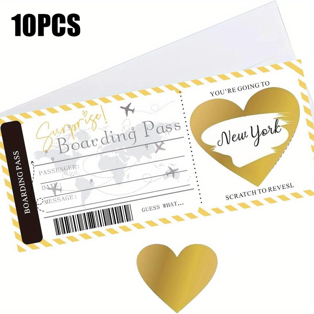 Romantic Surprise Travel Scratch Off Cards for Birthdays, Weddings & Parties - Boarding Pass Ticket Style Gift