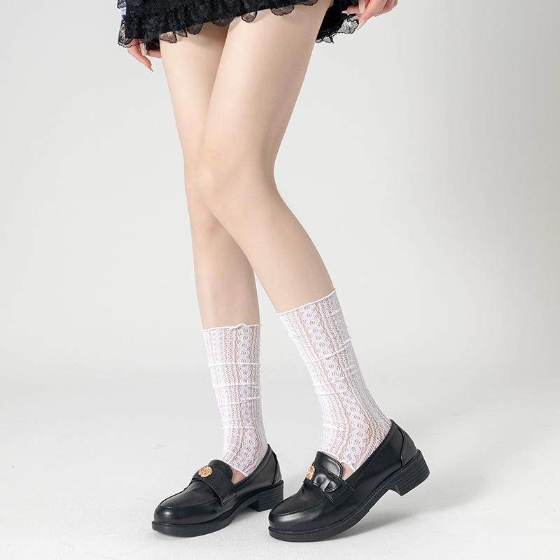 

Летние гольфы до середины икры в балетном стиле, тонкие белые носки-пучки, милые лолита-твист балетные гетры 1 pair белый