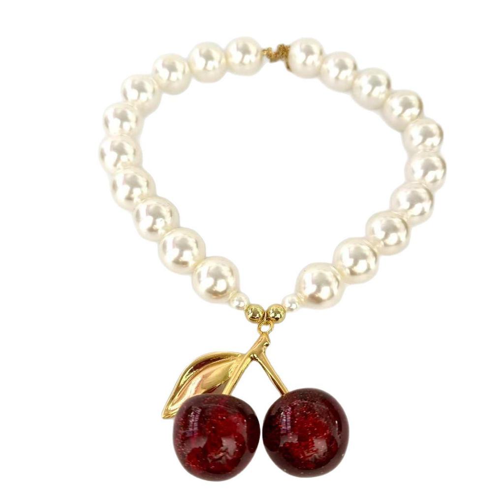 Y2K Fashion High-End Cherry Pearl Stainless Steel Pendant Jewelry