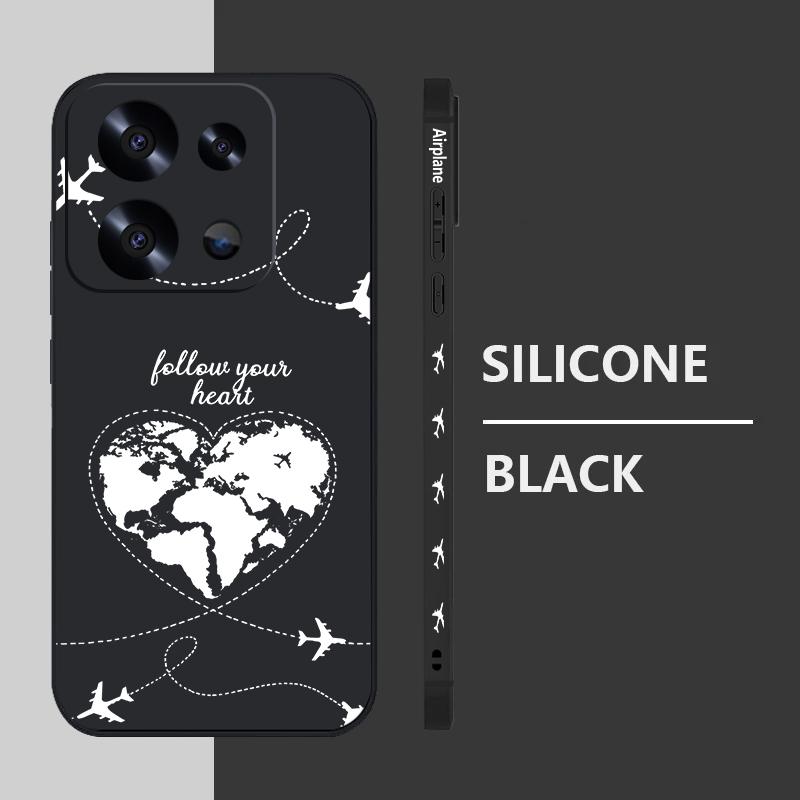 Global Flight Airplane Print Lanyard Case For Xiaomi Redmi Note 14 13 Pro 5G 12 11 Funda Xiaomi 14T 13T 11T Pro Soft TPU Silicone Cover