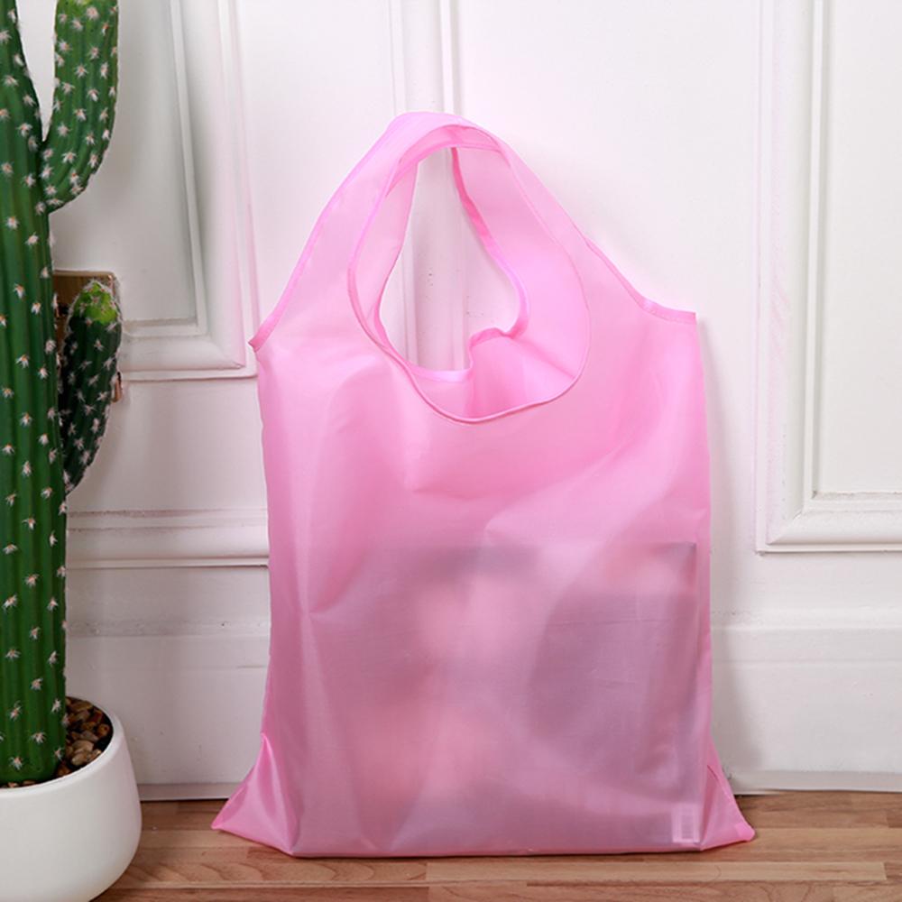 Shoppingkasse Enfärgad Miljövänlig Vikbar Återanvändbar Bärbar Axelväska Polyester för Resor Livsmedel