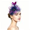 Vintage Bridal Feather Headpiece With Colorful Mesh Flower For Weddings And Parties