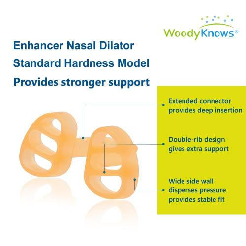 WoodyKnows Enhancer Nasal Dilators, Model 2024, Soft, Improves Airflow During Sports and Relieves Nasal Congestion (4-Pack, Trial Sizes XS/S/M/L)