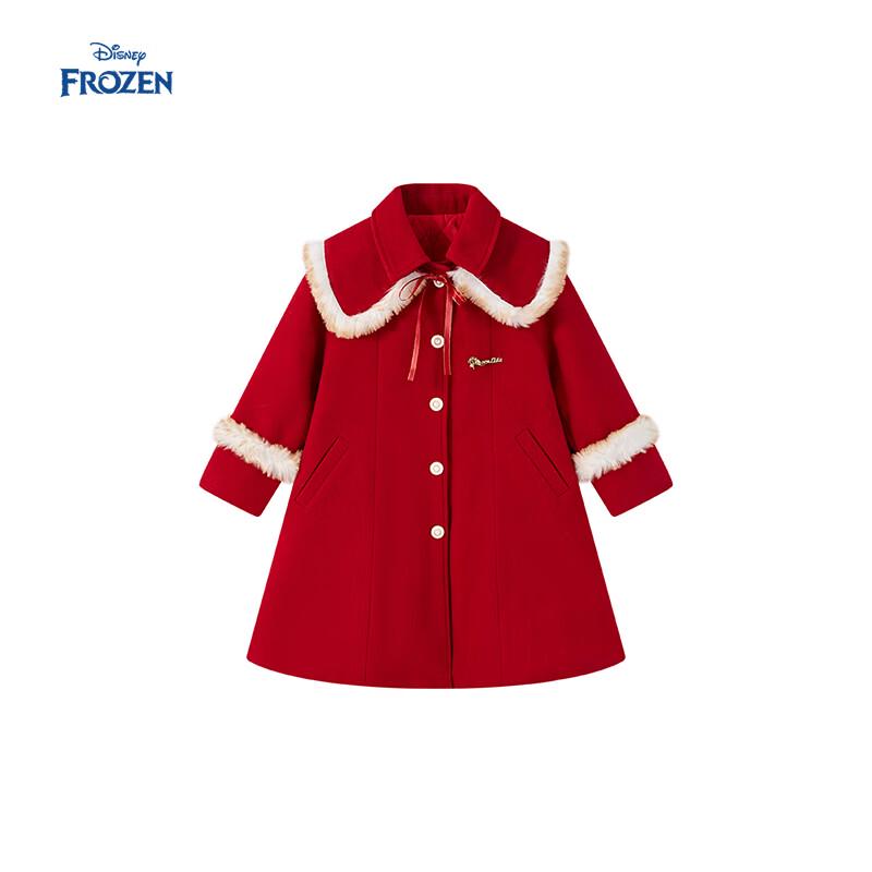 Disney Girls' Mid-Length Red Wool Blend Coat with Detachable Cape